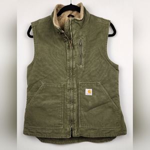 Carhartt Utility Vest Sherpa Lined Womens Small Olive Green WV001 LOV